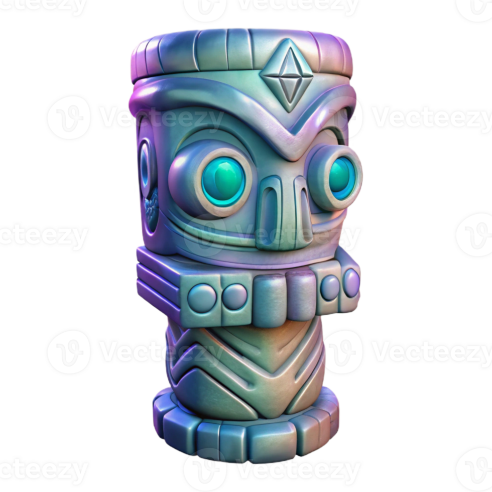 wonderful creative Realistic Hologram of Carved Totem Isolated authentic png