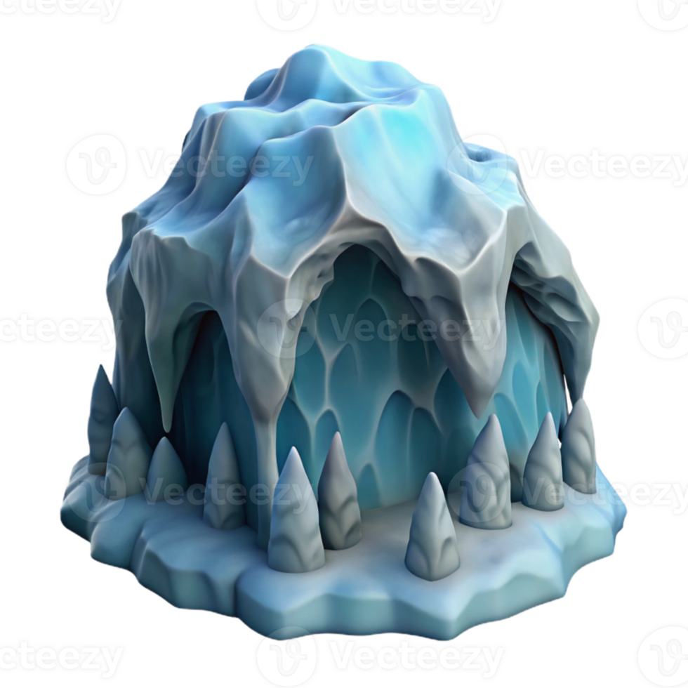 serene rustic Realistic Ice Cave Formation Isolated Transparent Background original png