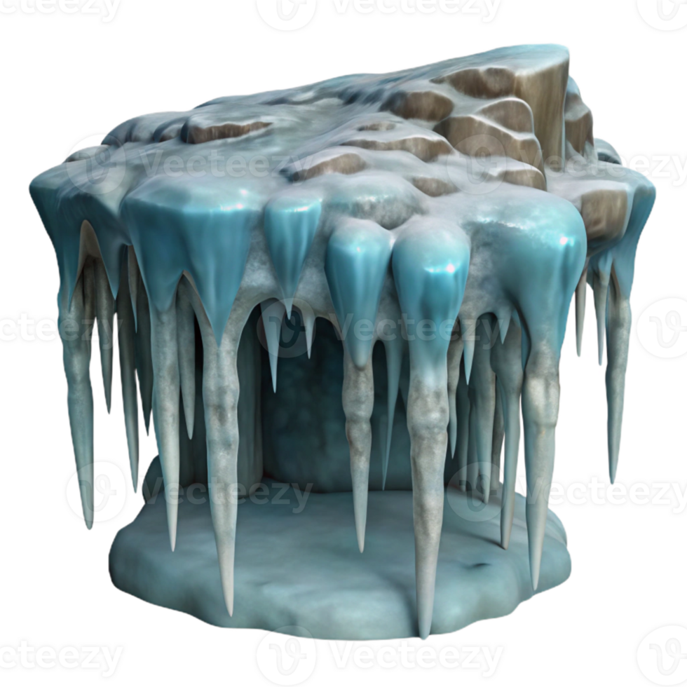 vibrant modern Realistic Icicles in Gelid Grotto Transparent Background genuine png