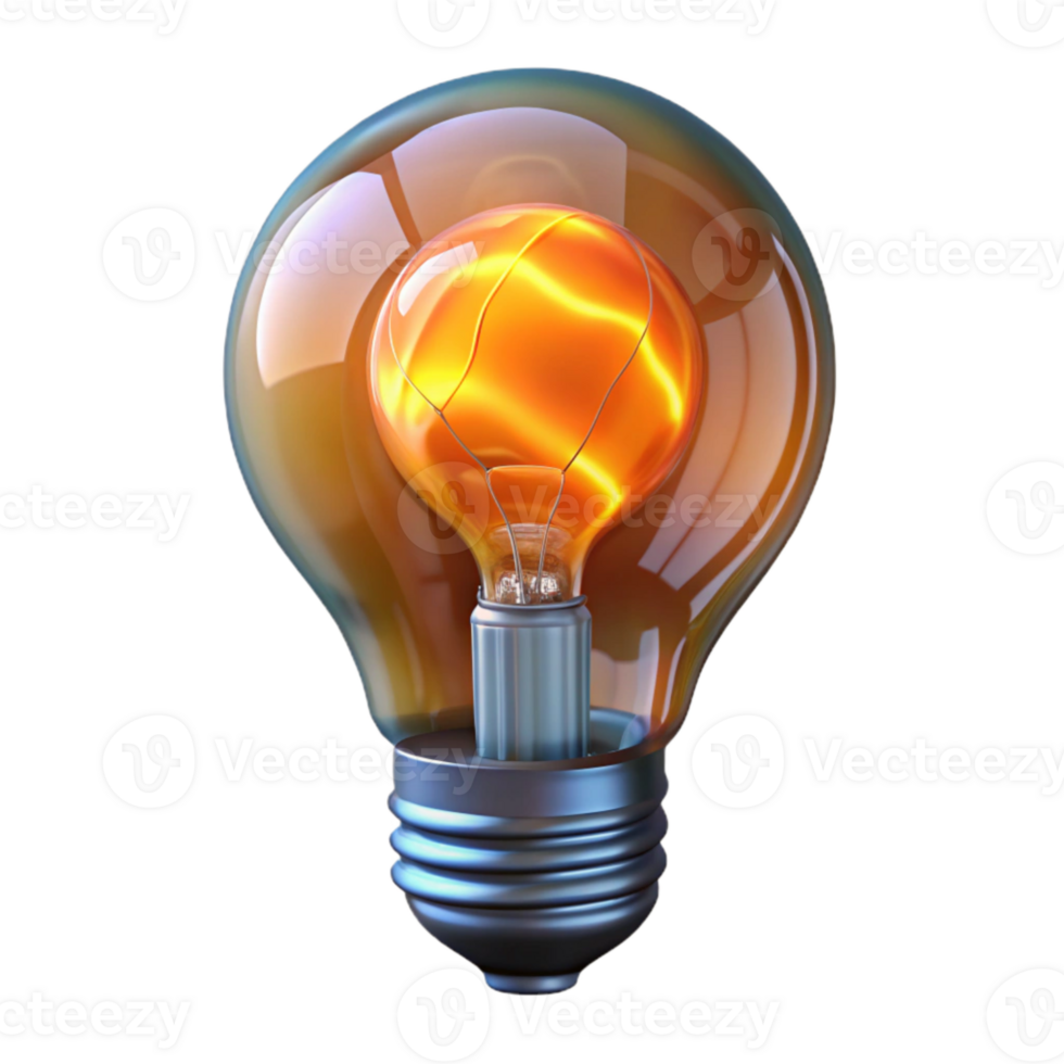 impressive abstract Realistic Light Bulb Glowing Filament Isolated original png