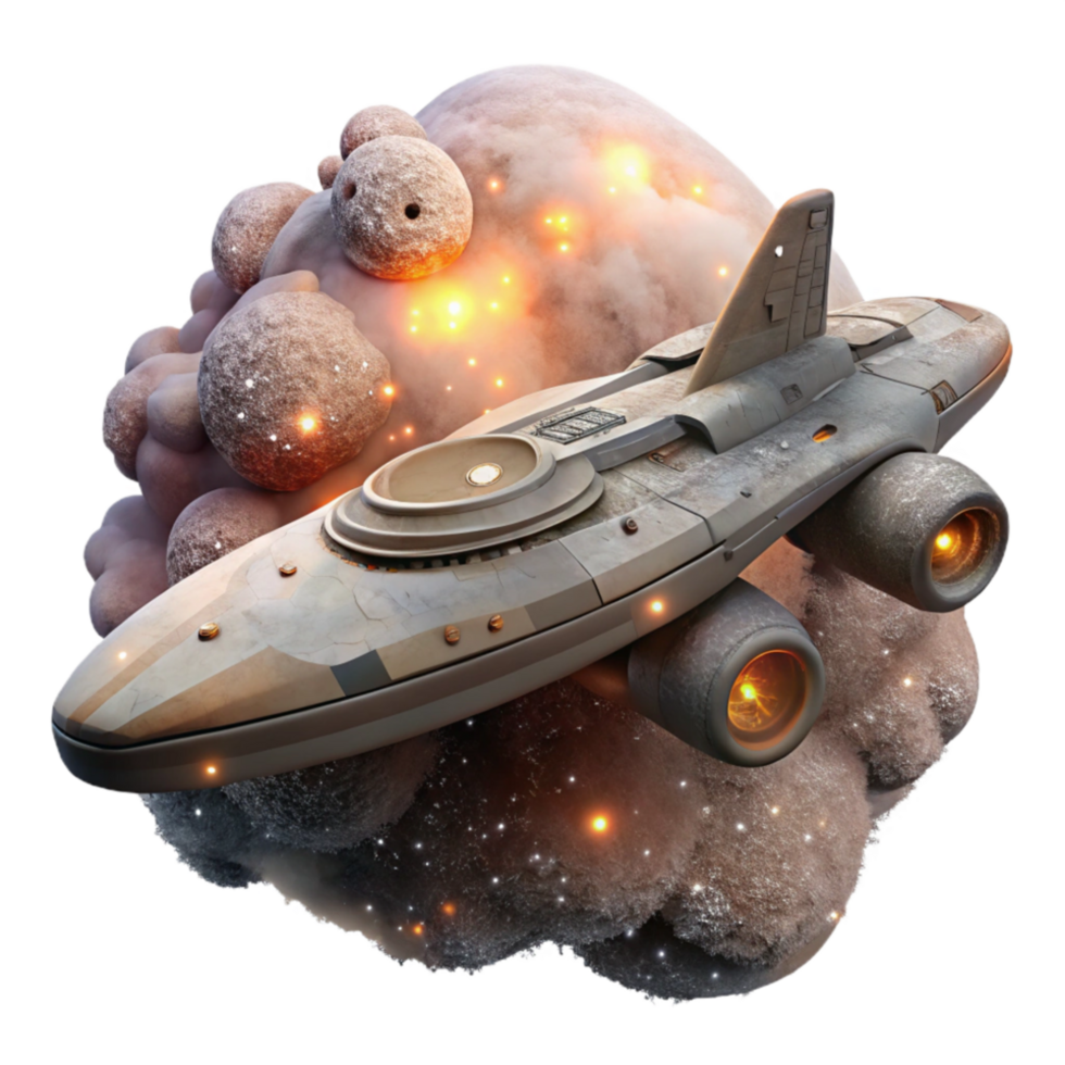 serene contemporary Starship in Nebula Isolated with Dramatic Angle original png