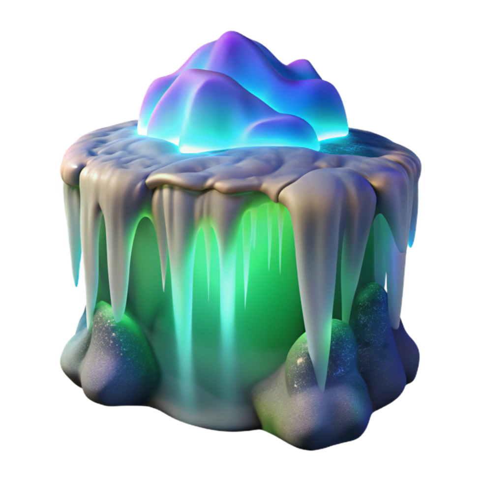 stunning abstract Subterranean Lake Cutout with Glowing Green Algae original png