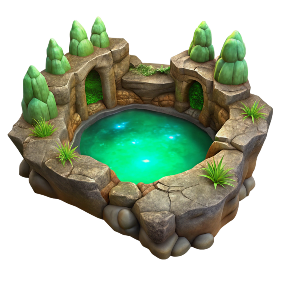 extraordinary classic Subterranean Lake Cutout with Glowing Green Algae genuine png