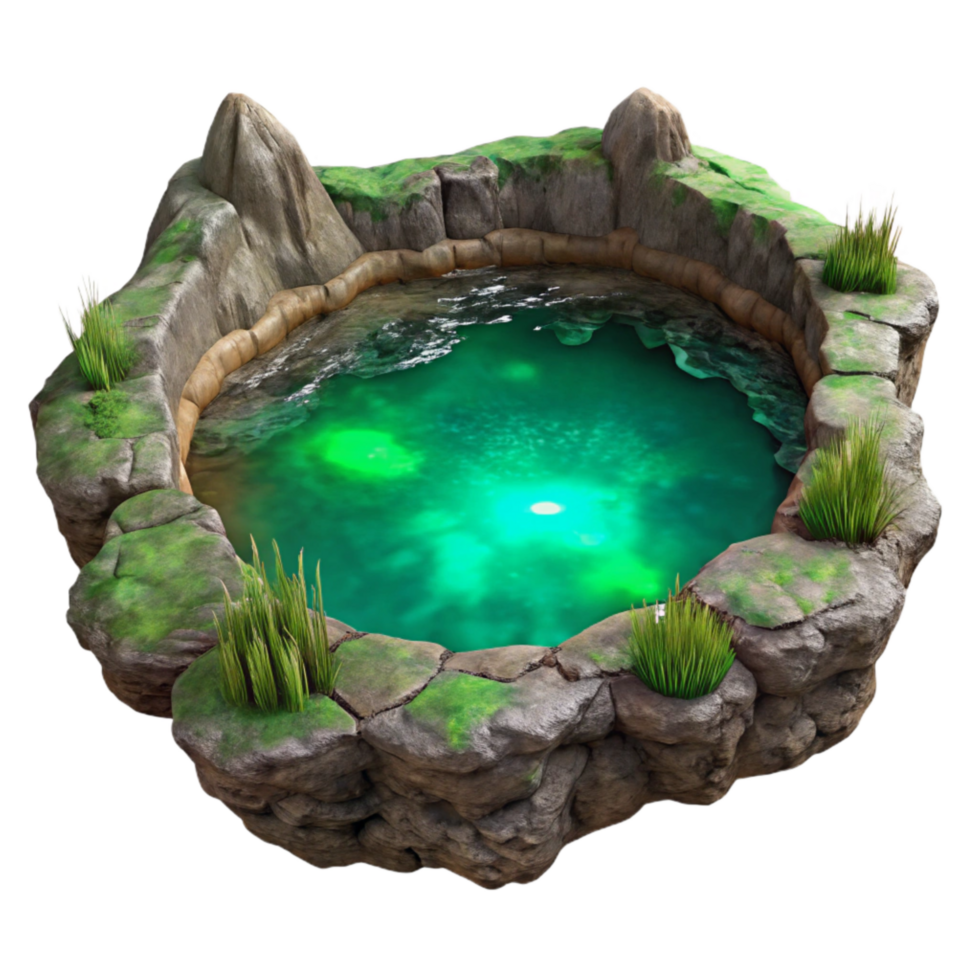 elegant minimalist Subterranean Lake Cutout with Glowing Green Algae png