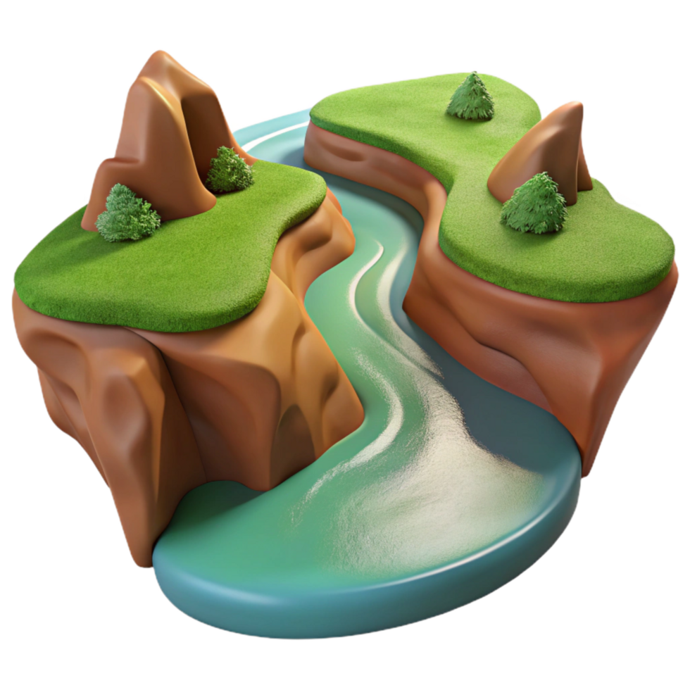 magnificent traditional Subterranean Riverbend Isolated with Realistic Reflections original png