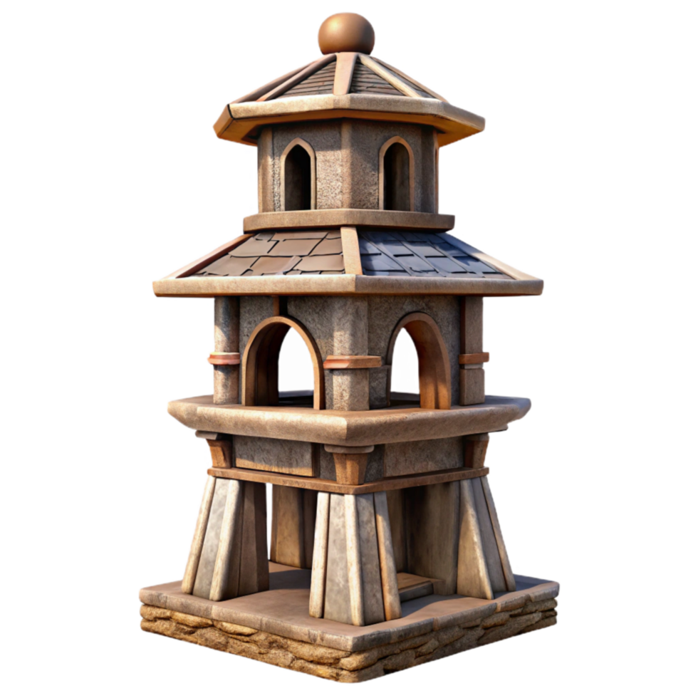 stunning classic Terraform Tower with Detailed Surface Textures Transparent Background detailed png