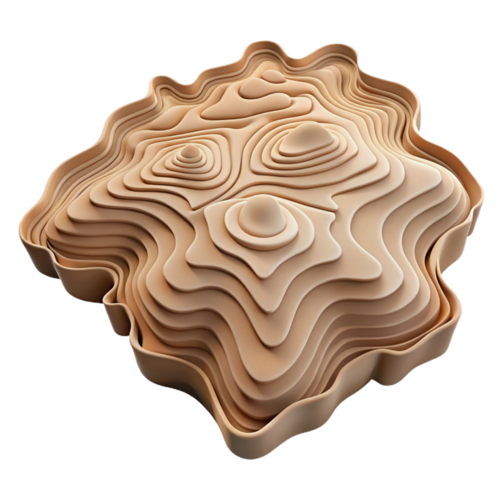 serene vintage Topographic Map Piece Cutout Unique Shape high resolution png