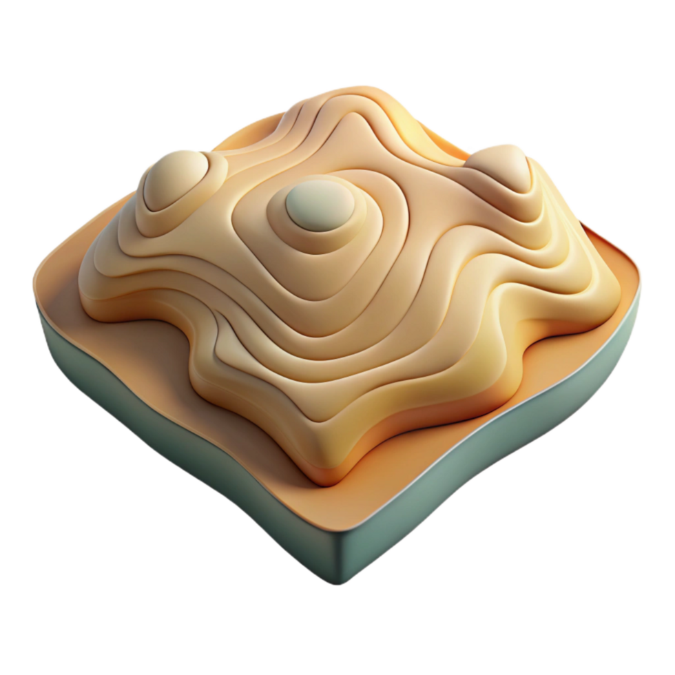 serene modern Topographic Map with Soft Lighting Isolated Cutout premium png