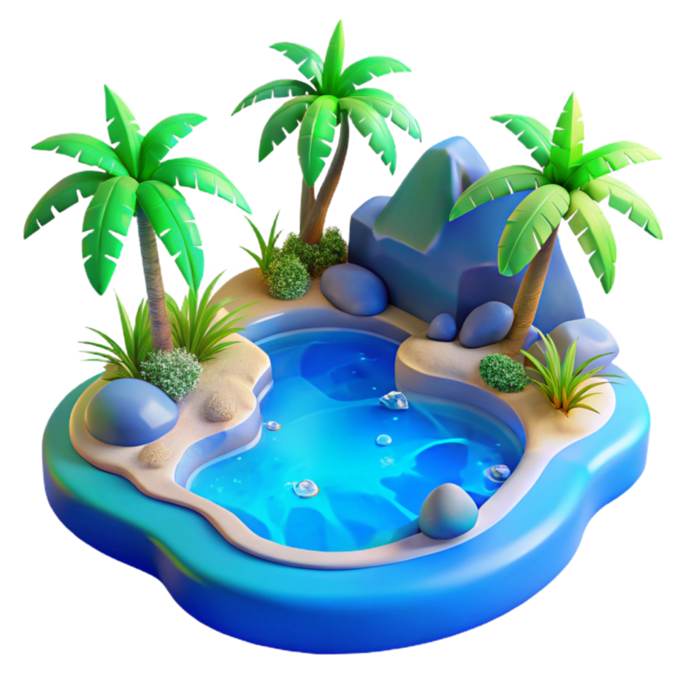 wonderful artistic Tropical Cove Transparent Background Blue Luminescence high quality png