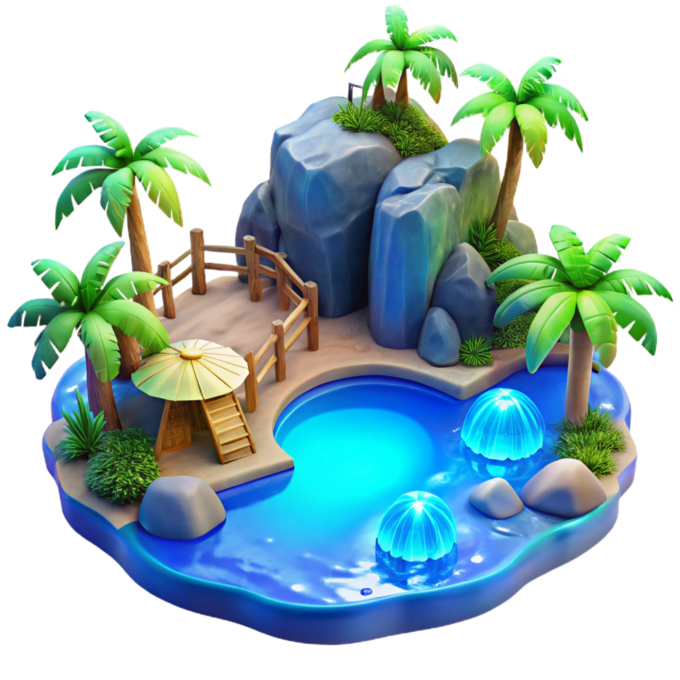 beautiful classic Tropical Cove Transparent Background Blue Luminescence premium png
