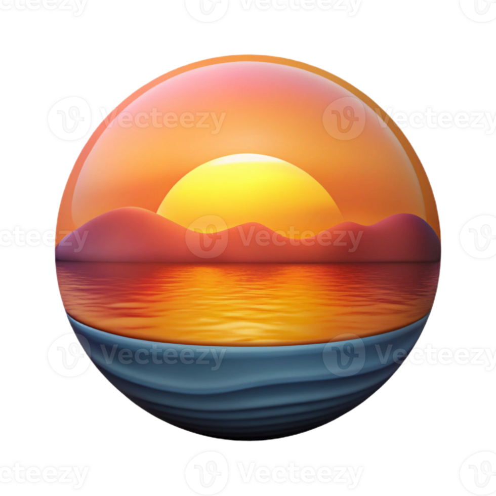 dramatic classic Vibrant Lake Sunset Cutout with Orange and Pink Hues png