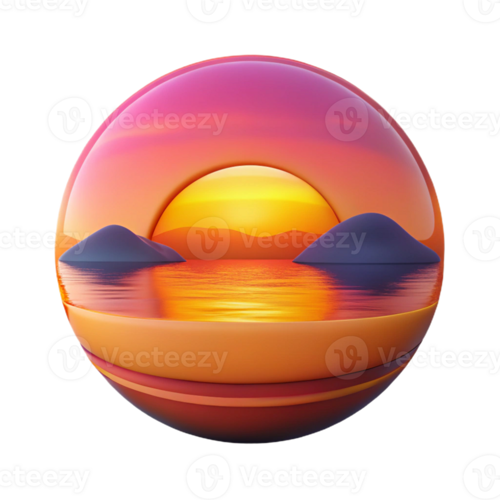vibrant artistic Vibrant Lake Sunset Cutout with Orange and Pink Hues detailed png