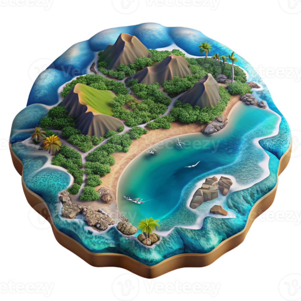 beautiful abstract Vibrant Kaleidoscope Coastline Cutout Aerial Perspective Transparent Background professional png