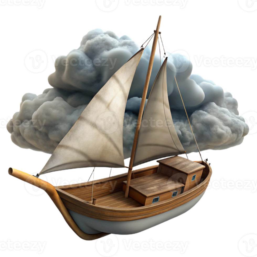 serene contemporary Vintage Sailboat Under Storm Clouds Cutout exclusive png