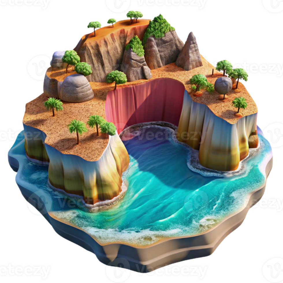 wonderful artistic Vibrant Kaleidoscope Shoreline Isolated Dramatic Coastal Cliffs professional png