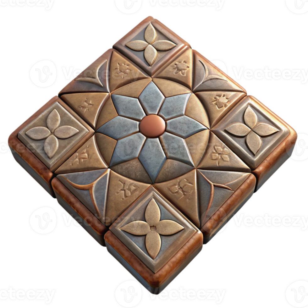 wonderful rustic Vintage Tile Texture Isolated with Geometric Pattern png