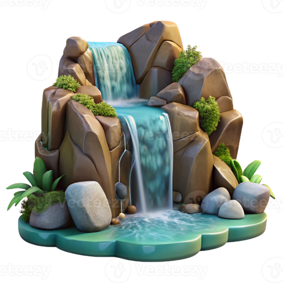 dramatic contemporary Waterfall Rocks Cutout with Detailed Texture Isolated png