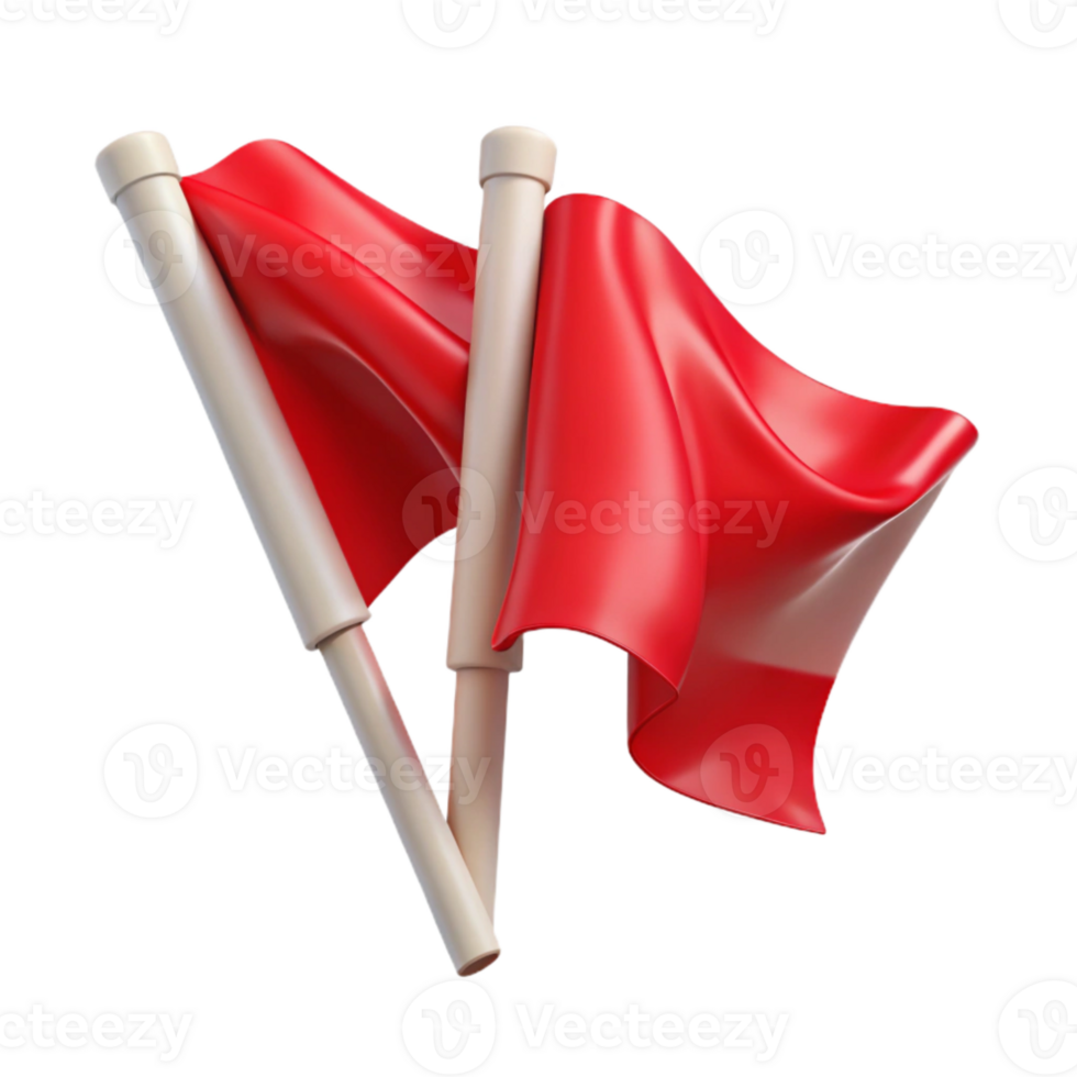 stunning vintage Waving Zephyr Zone Flags Cutout Bright Red Color Transparent Background high resolution png