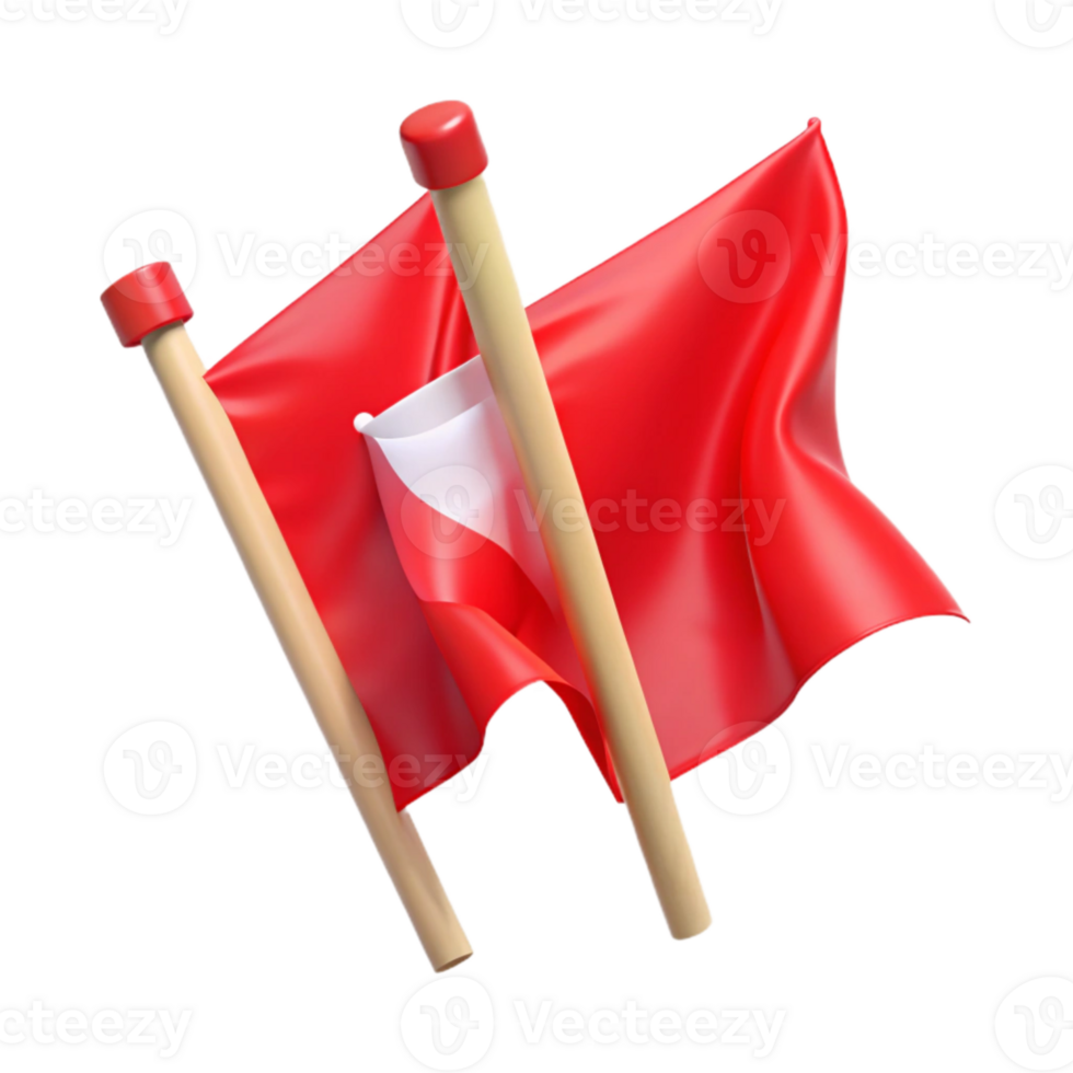 serene minimalist Waving Zephyr Zone Flags Cutout Bright Red Color Transparent Background authentic png