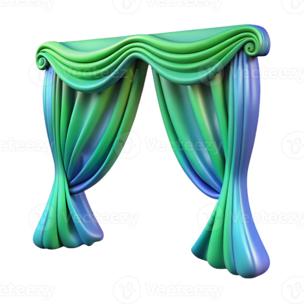 wonderful creative Wavy Auroral Curtains Cutout with Green and Blue png