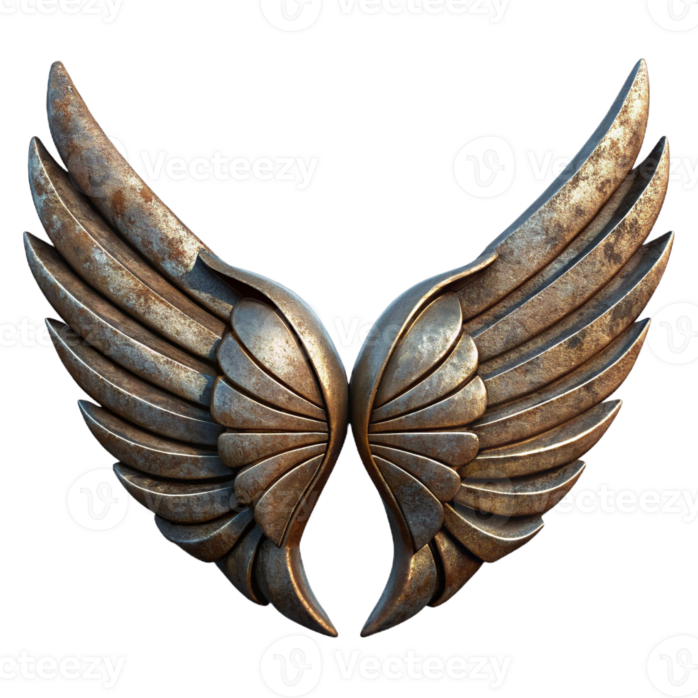 beautiful abstract Weathered Iron Wings in Motion Isolated professional png