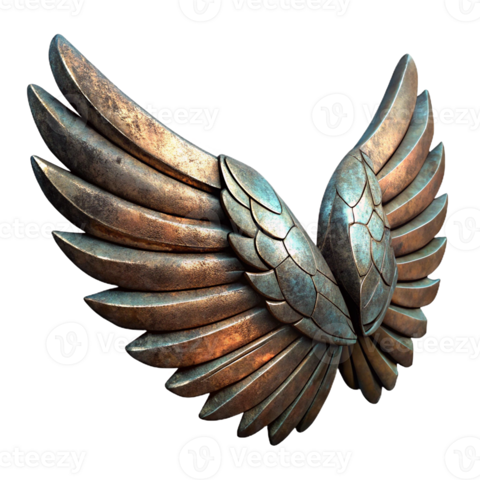 magnificent modern Weathered Iron Wings in Motion Isolated high resolution png
