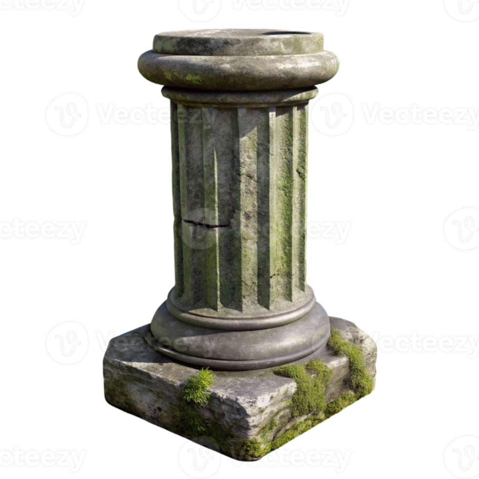 extraordinary minimalist Weathered Stone Pillar Texture Isolated with Moss and Lichen original png