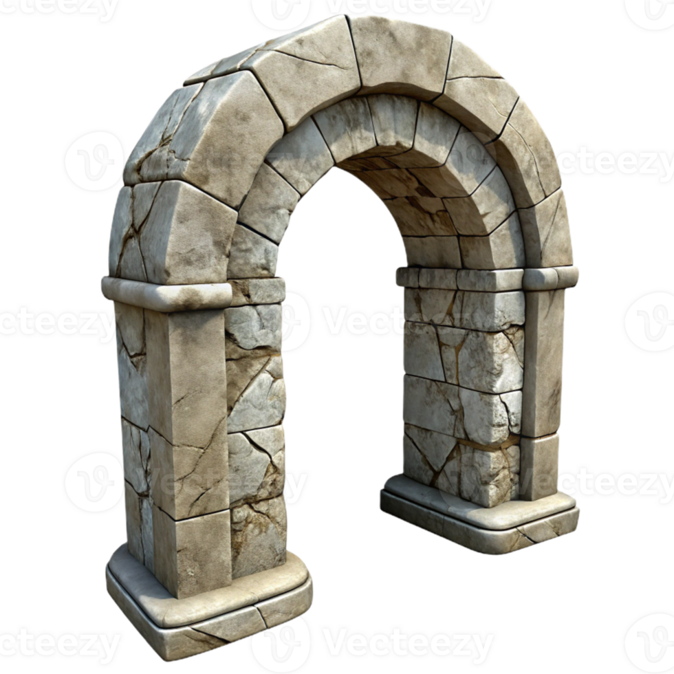 magnificent rustic Weathered Stone Arch Texture Isolated with Cracks and Scratches professional png