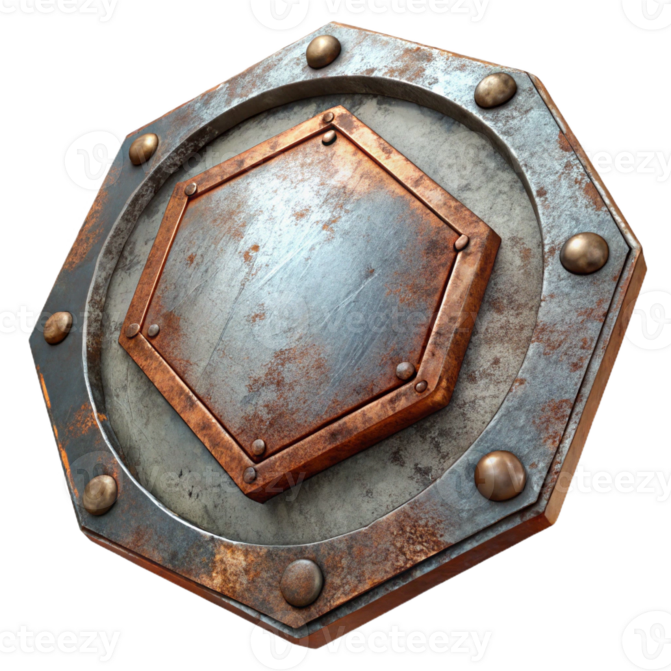 elegant minimalist Weathered Metal Plate Texture Rusty Edges Cutout detailed png
