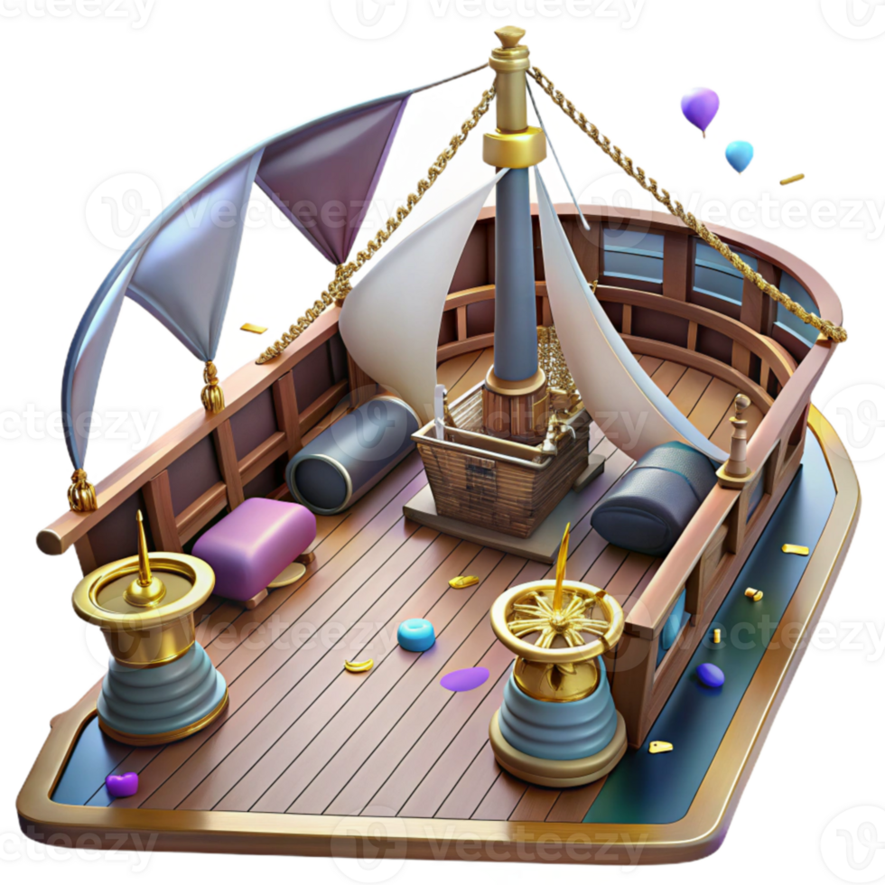 vibrant rustic Sailing Ship Deck View Isolated premium png