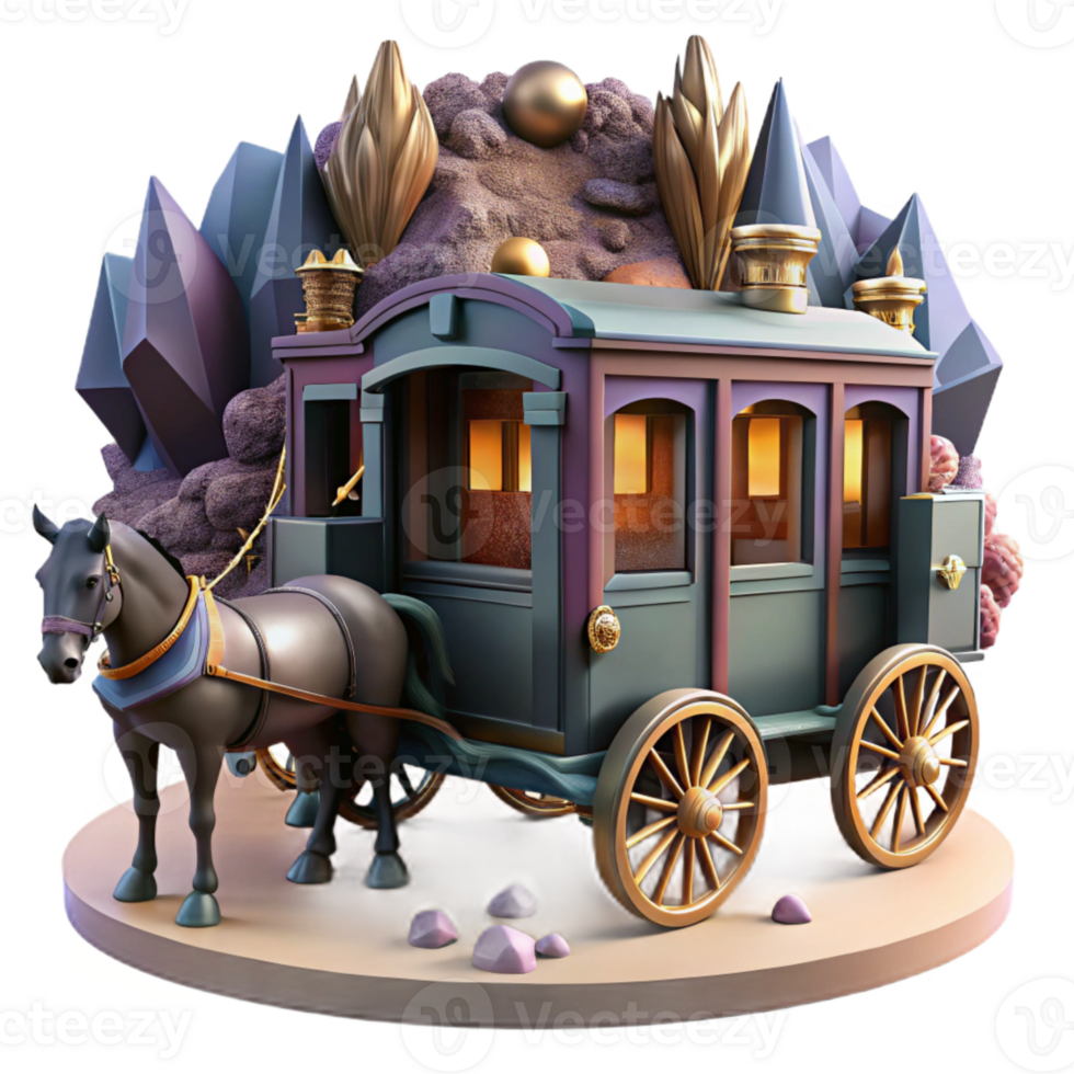 magnificent abstract Stagecoach with Horses Cutout Transparent Background exclusive png