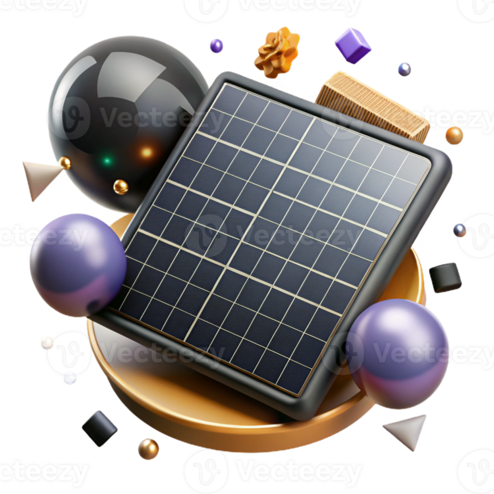 serene artistic Solar Panel Array Top View Isolated detailed png