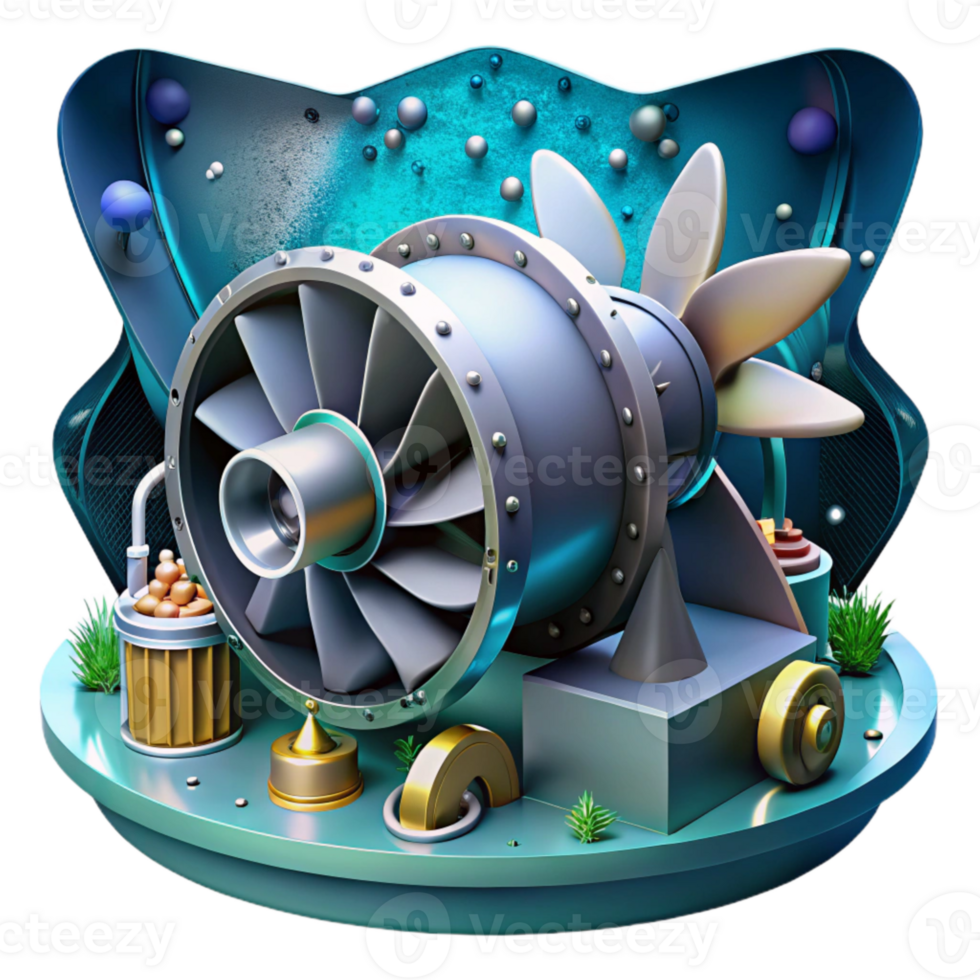 beautiful creative Tidal Energy Turbine Underwater View Transparent professional png