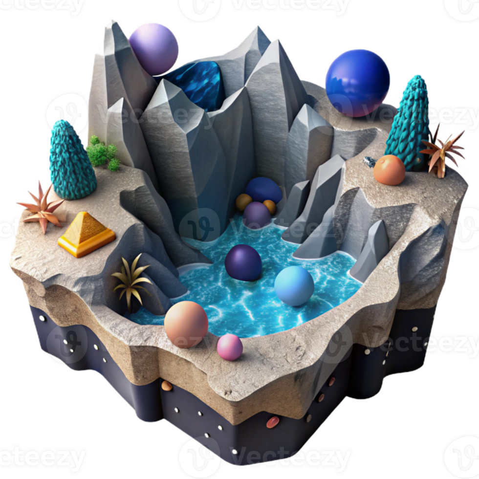 impressive rustic Ocean Floor Canyon Deep and Dark Cutout on White Background detailed png