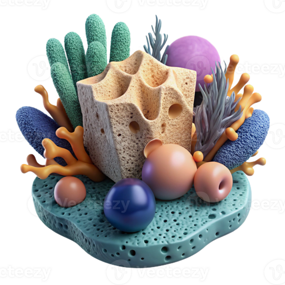 wonderful minimalist Sponge on Coral Reef Isolated professional png