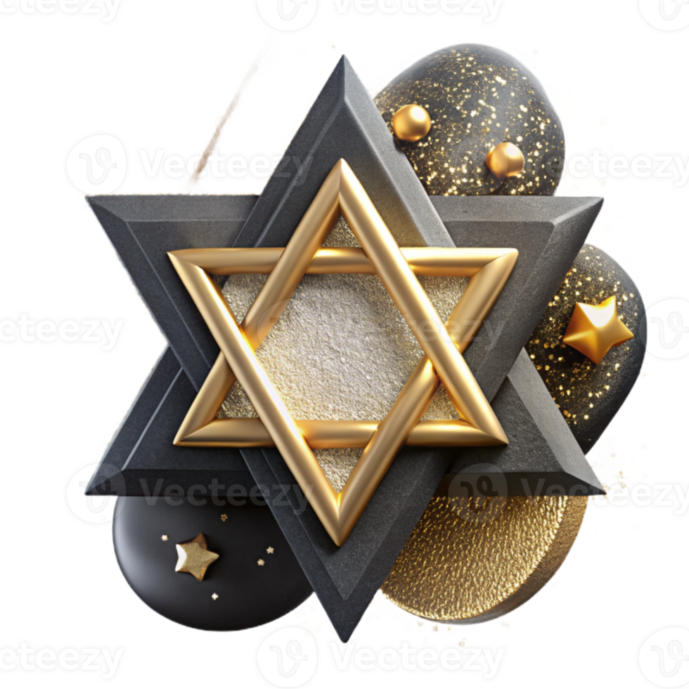 impressive rustic Star of David with Golden Glitter Transparent Background png