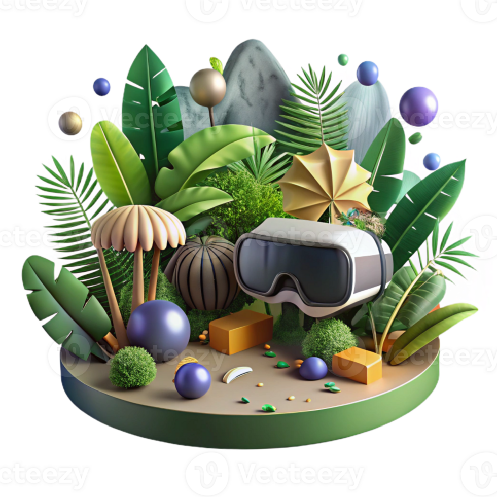 elegant modern Virtual Reality Nature Exploration Jungle Scene Transparent Background exclusive png
