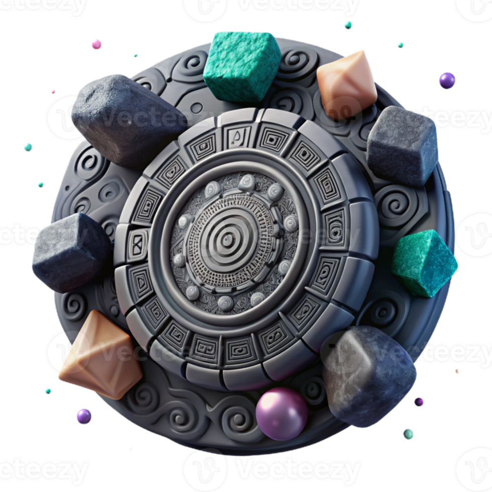 beautiful contemporary Mayan Calendar Stone Isolated Intricate Detail detailed png