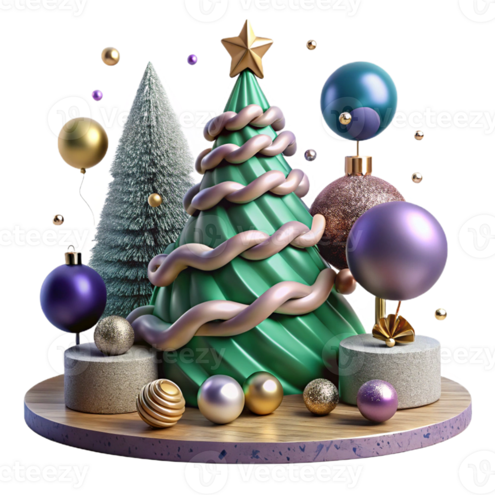 magnificent creative Decorated Christmas Tree with Sparkling Ornaments Isolated high resolution png