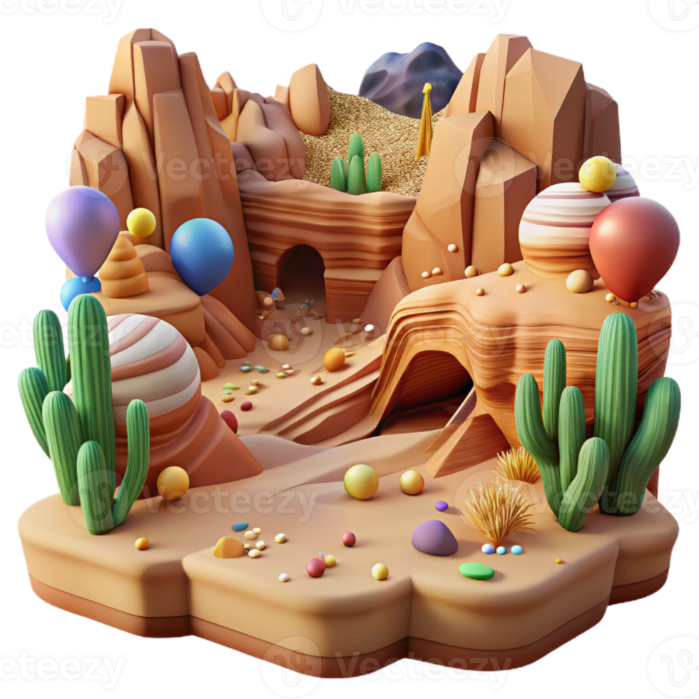 beautiful classic Desert Canyon Landscape Panoramic View Cutout high resolution png