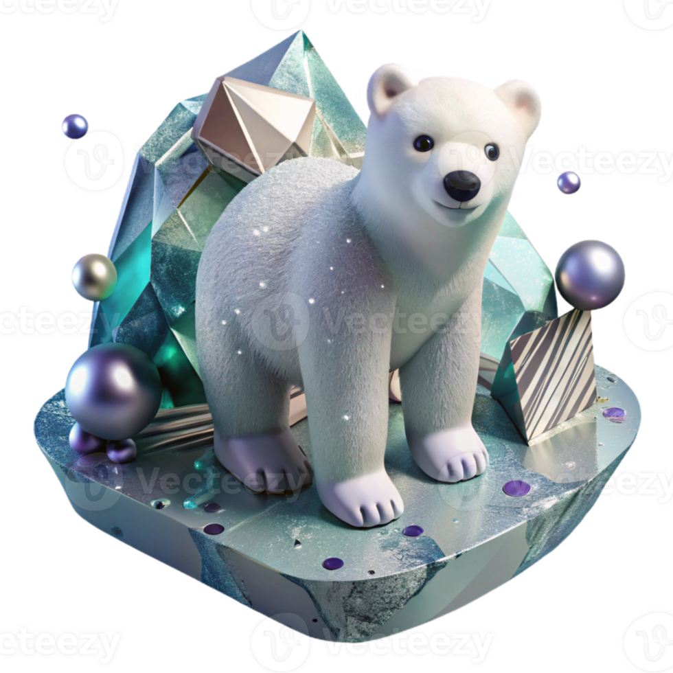 extraordinary artistic Polar Bear Cub on Ice Floe Isolated premium png