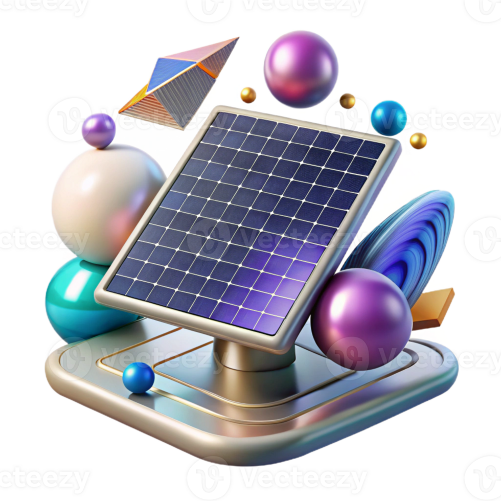 vibrant creative Futuristic Solar Panel Concept Art Transparent Background png