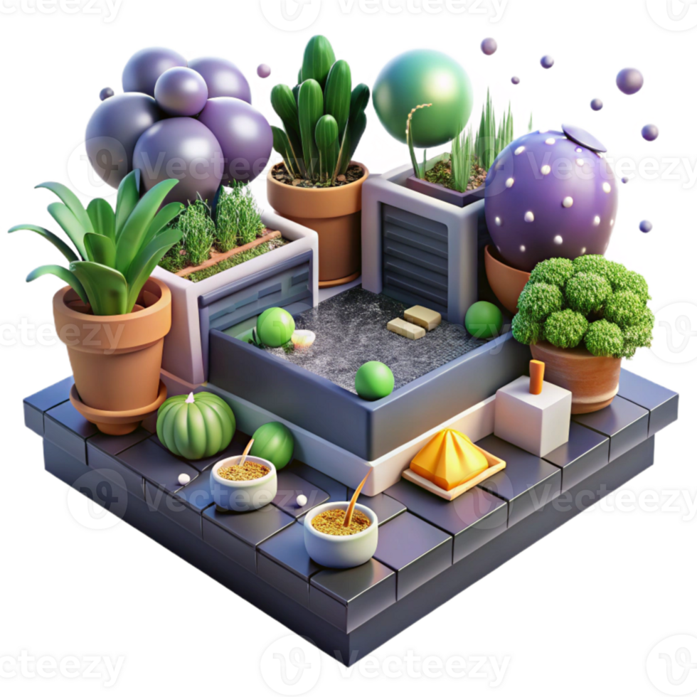 wonderful minimalist Rooftop Garden with Vegetables Cutout authentic png