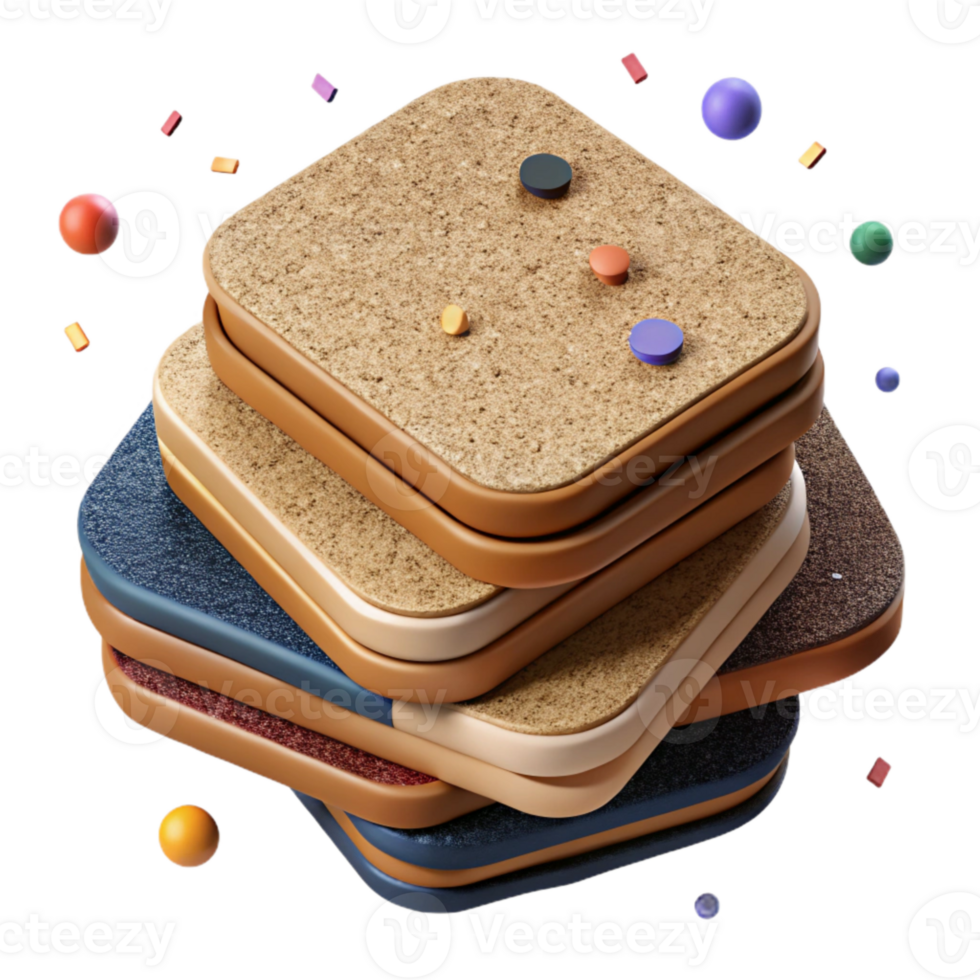 beautiful traditional Cork Coasters Stacked Isolated Cutout original png