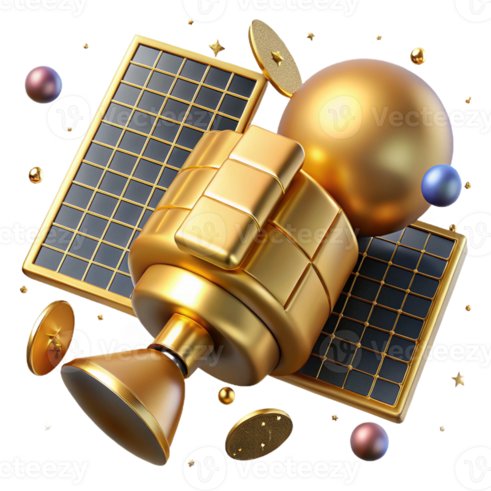 elegant rustic Satellite Solar Panel Array Gold Isolated premium png