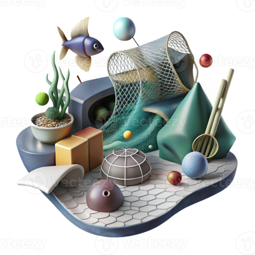 elegant modern Sustainable Fishing Practices Illustration Transparent Background detailed png