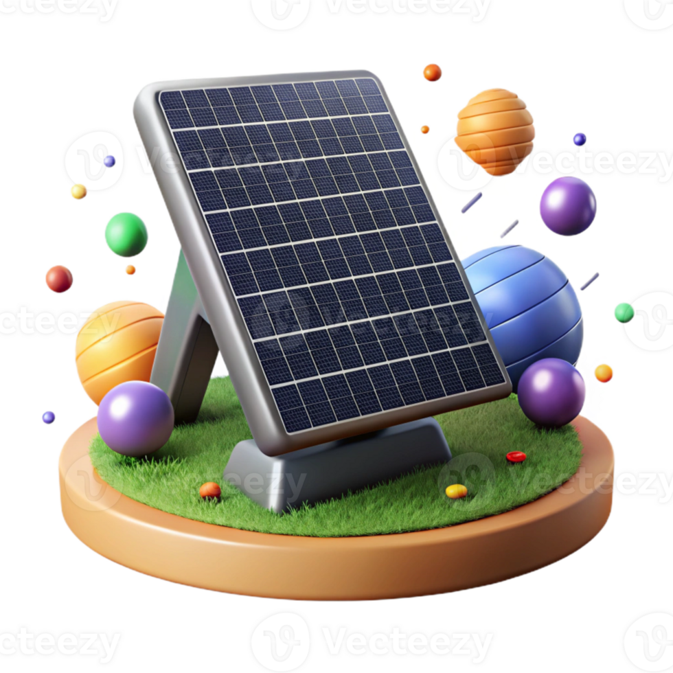 beautiful rustic Solar Panel Array in Field Angled View Cutout detailed png