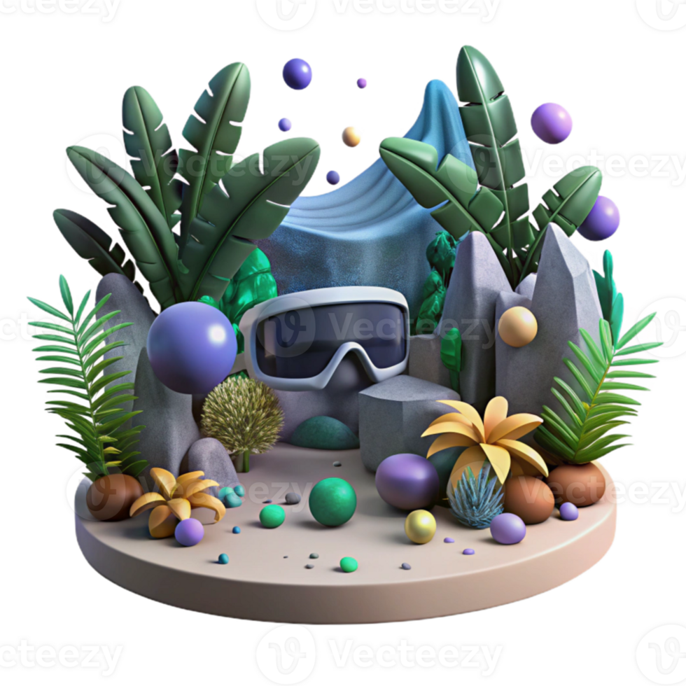 beautiful creative Virtual Reality Nature Exploration Jungle Scene Transparent Background high resolution png