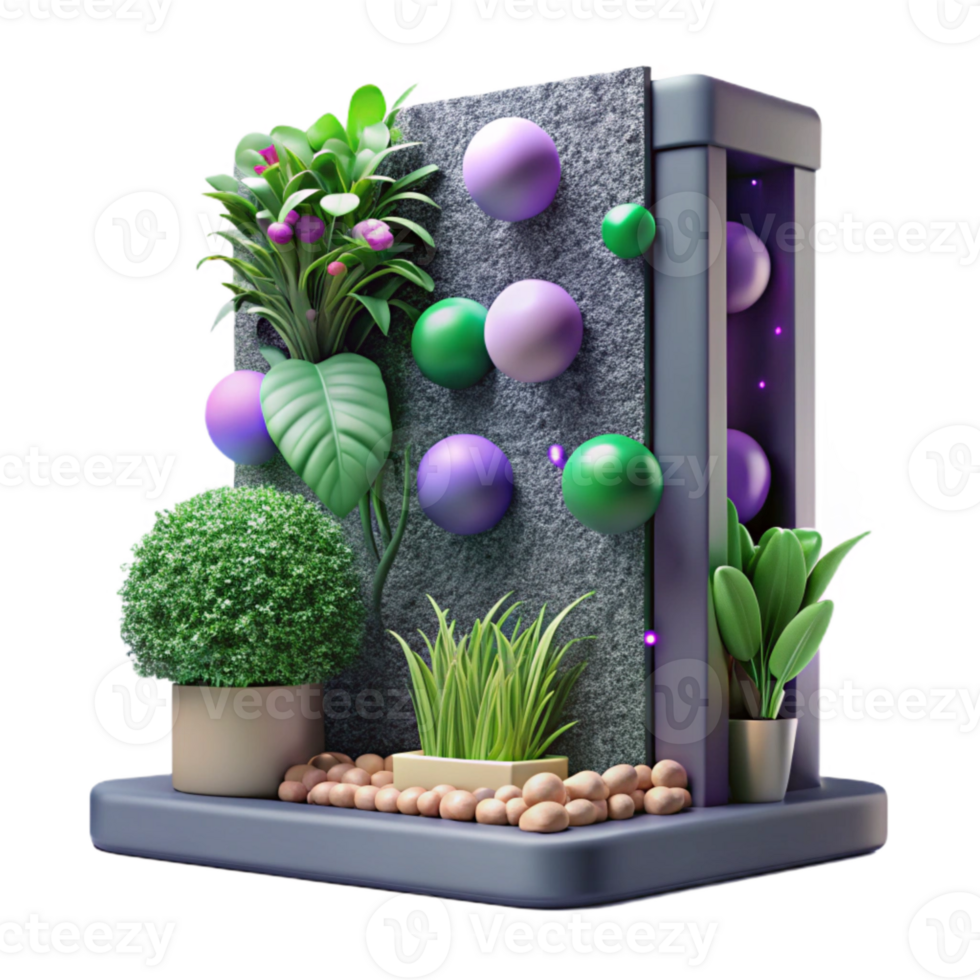 impressive modern Vertical Garden with Herbs Isolated authentic png