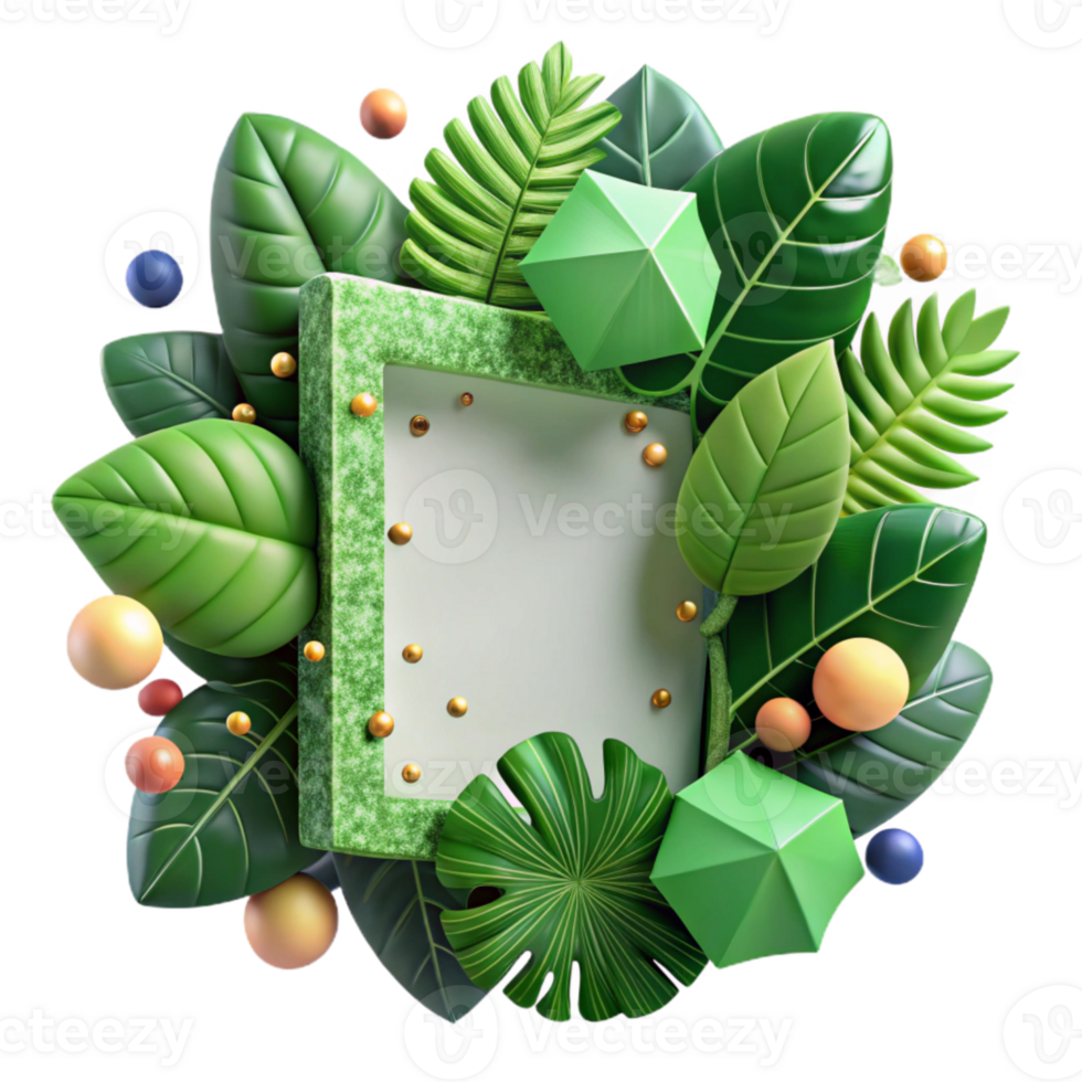 impressive artistic Green Leaves Border Frame Cutout premium png